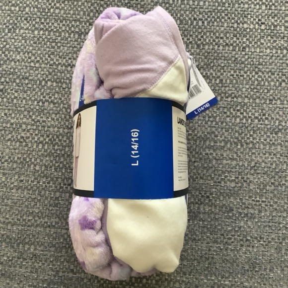 Lands' End Girl's 3 Pc Pajamas Robe Top Bottom Flame Resistant Set Size L 14-16 - Picture 10 of 11